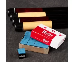 Economy Two-Piece Pool Cue Bundle (4 House Cues Set) -Passion Billiards pdeco group chalk