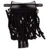 Black Fringe Leather Pocket Set (Set Of 6)
